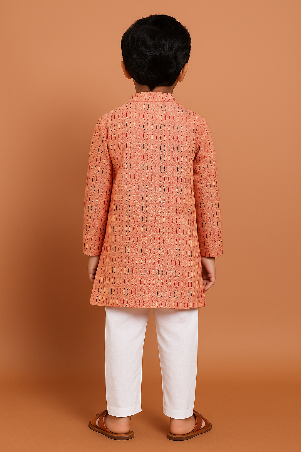 Peach Handwoven Kurta Set
