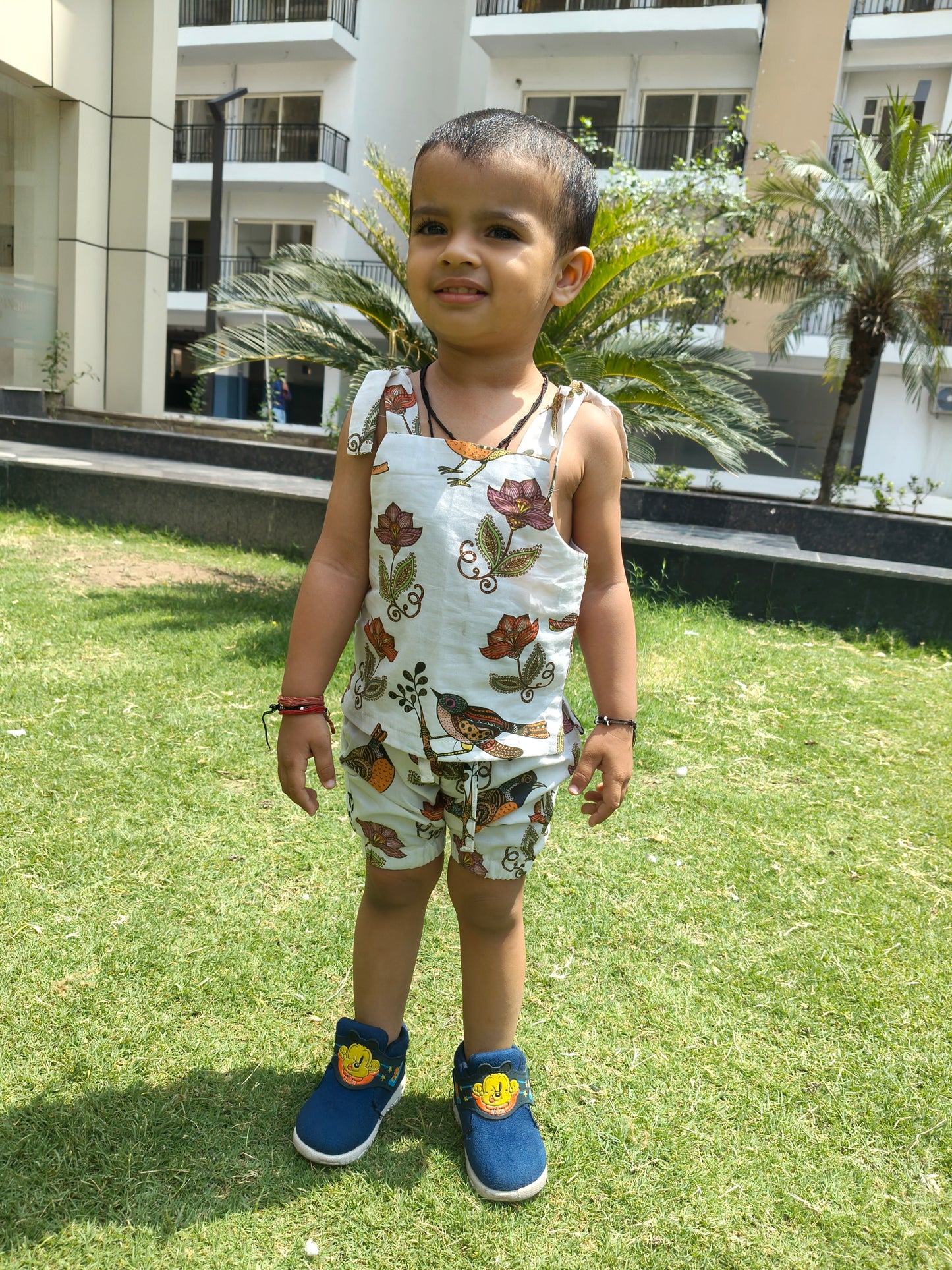 Jungle Chirp Cotton Lined Shorts Set