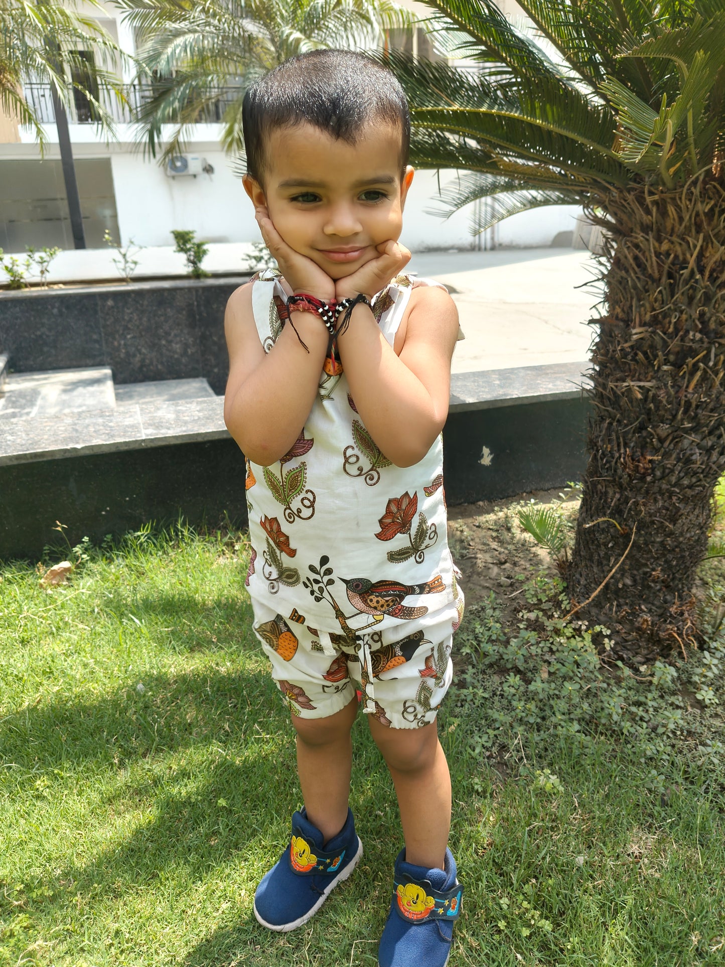Jungle Chirp Cotton Lined Shorts Set