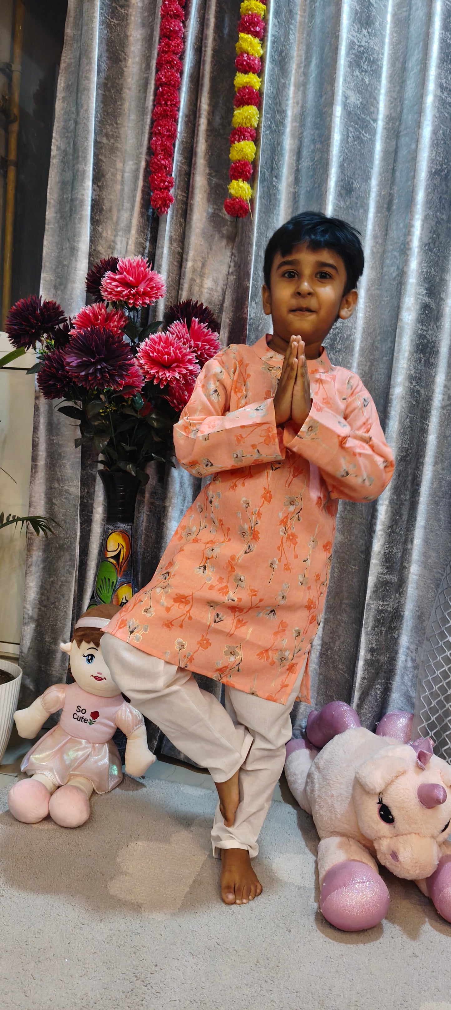 Peach Blossom Kurta Pajama Set
