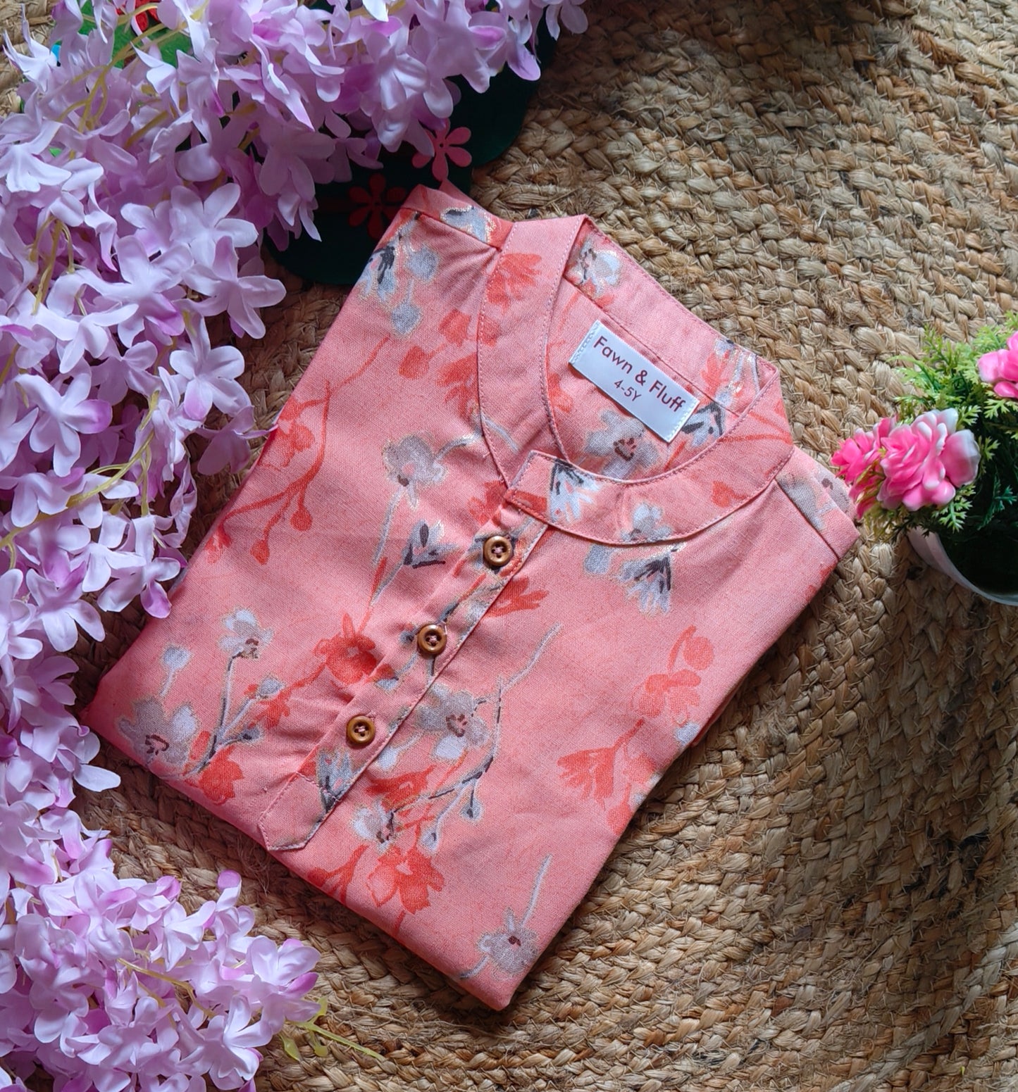Pink Blossom Kurta Pajama Set