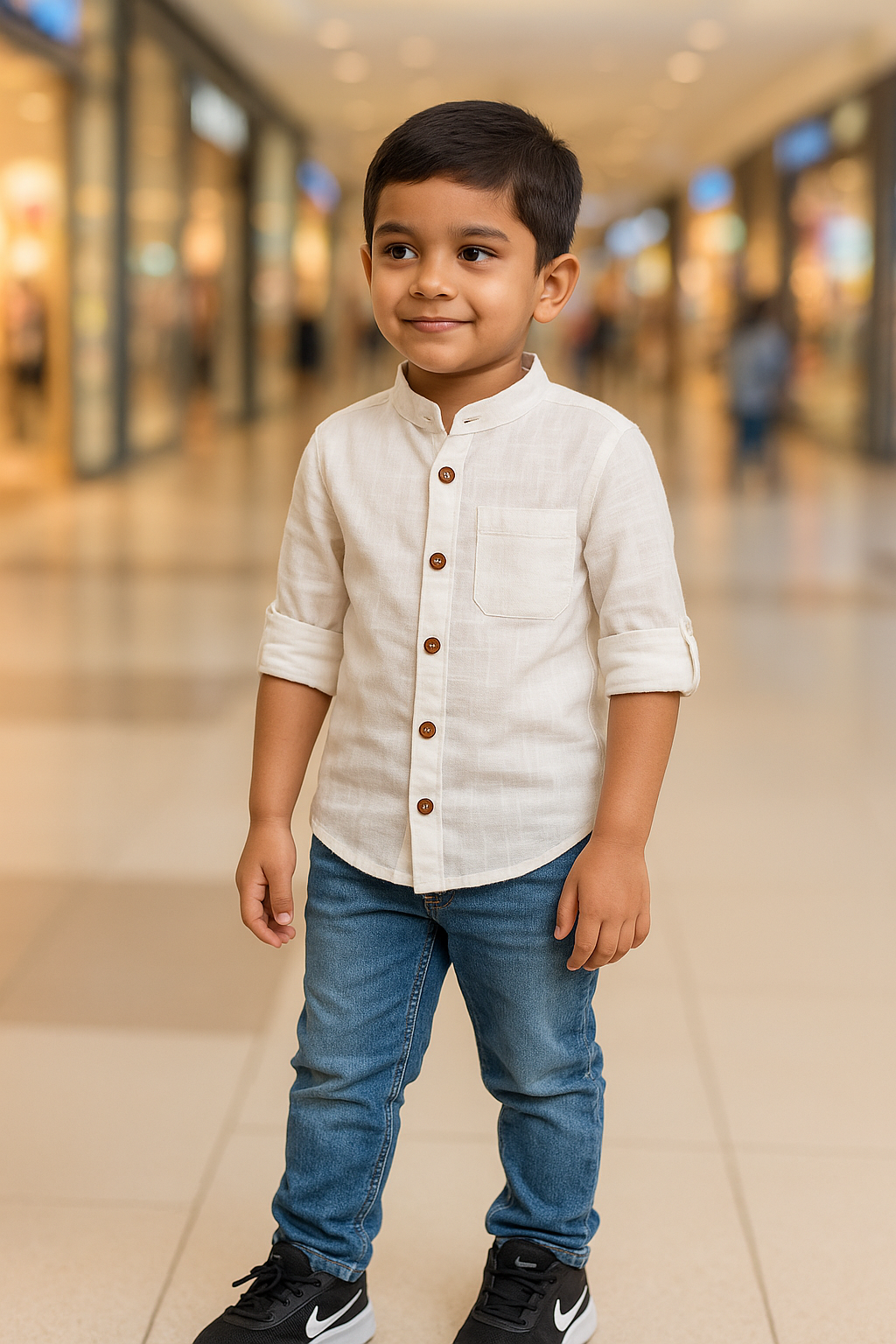 Classic White Cotton Mandarin Shirt