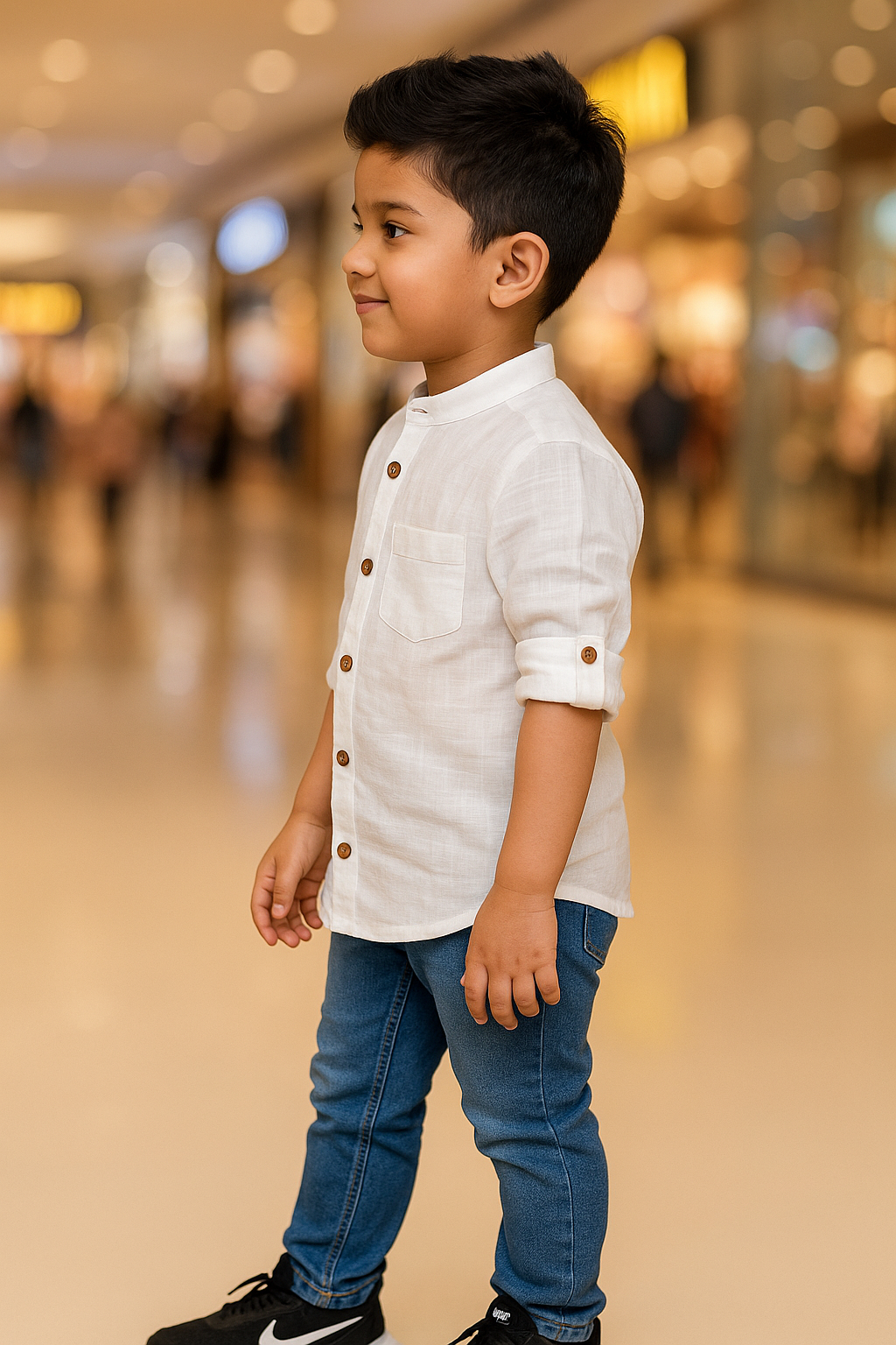 Classic White Cotton Mandarin Shirt