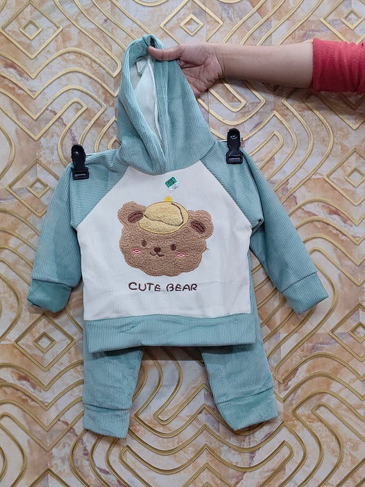 Unisex Sea Green Corduroy Hoodie & Pant Co-ord Set