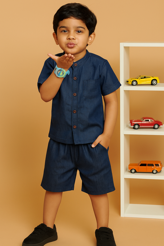 Denim Dapper Short Set