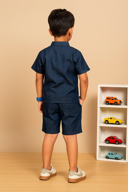 Denim Dapper Short Set