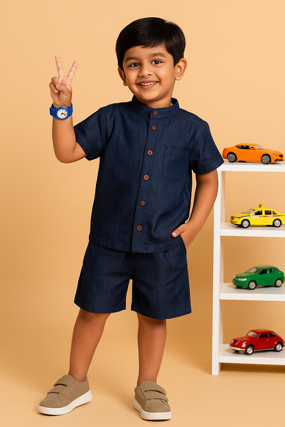 Denim Dapper Short Set