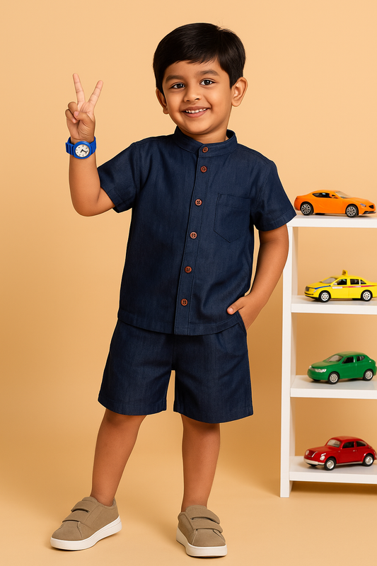 Denim Dapper Short Set