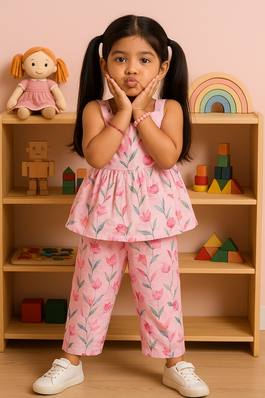 Pink Petals Cotton Co-ord Set