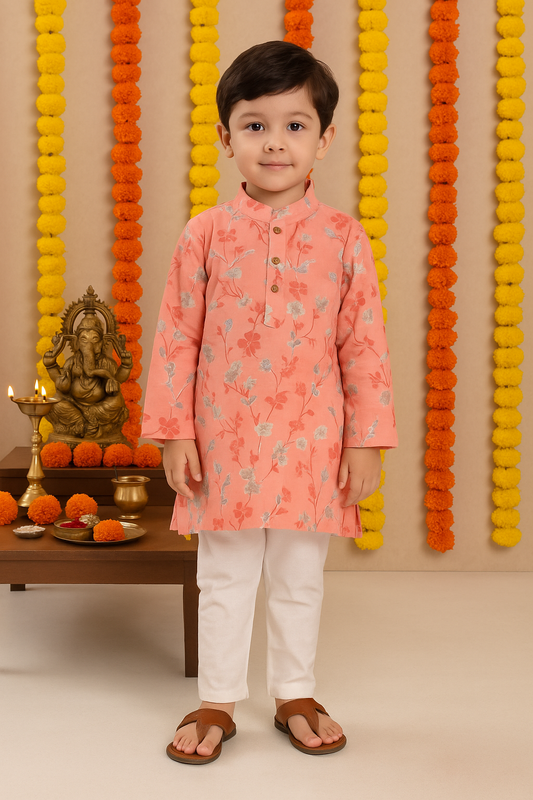 Peach Blossom Kurta Pajama Set