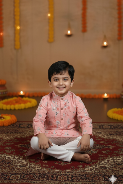 Pink Blossom Kurta Pajama Set