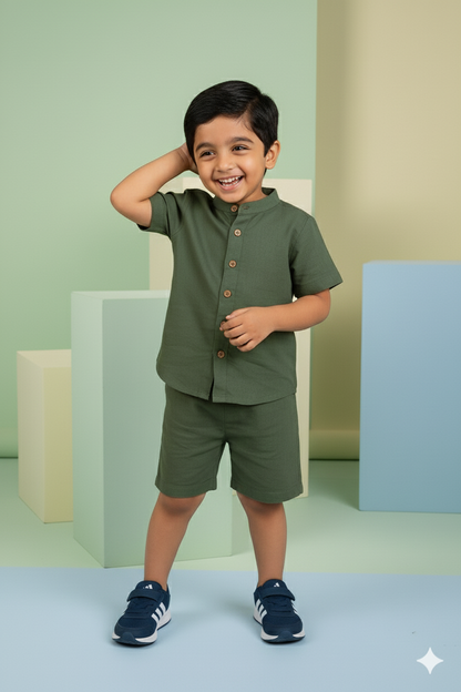 Olive Explorer 100% Cotton Short Set