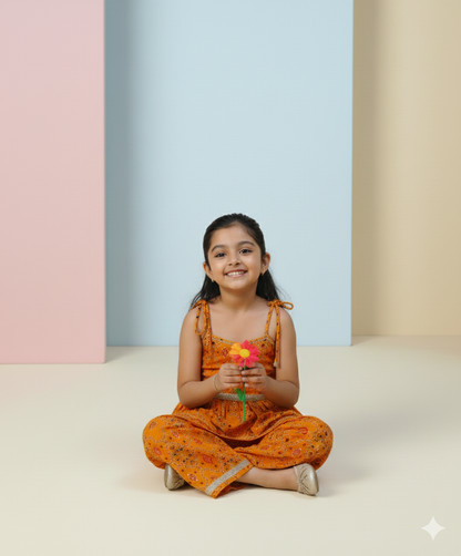 Mustard Yellow Bandhani Print Sharara Set