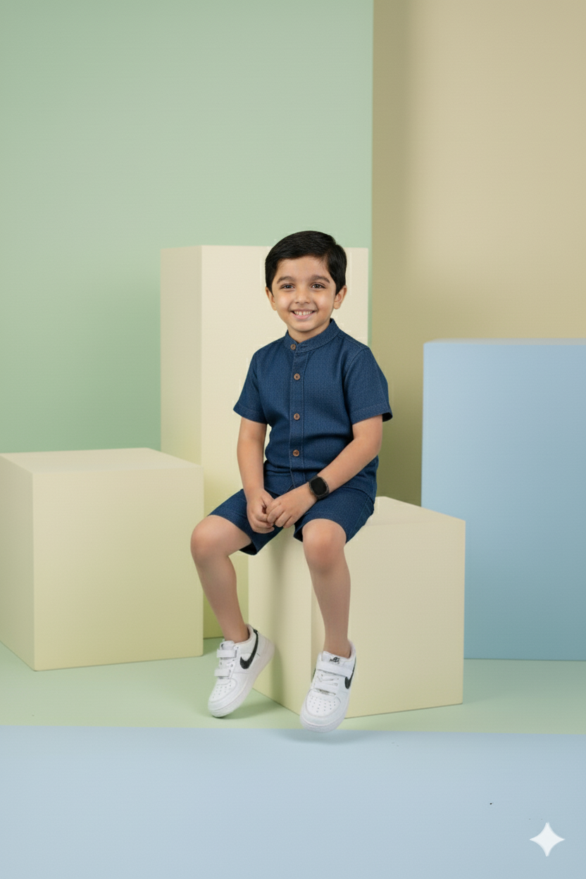 Denim Dapper Short Set