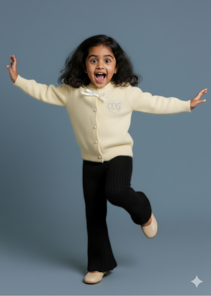 Yellow Fluffy Wool Warm Set