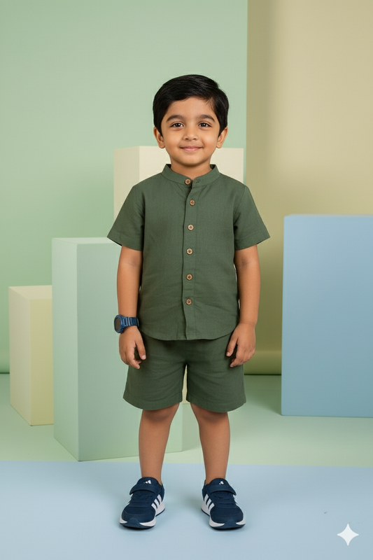 Olive Explorer 100% Cotton Short Set