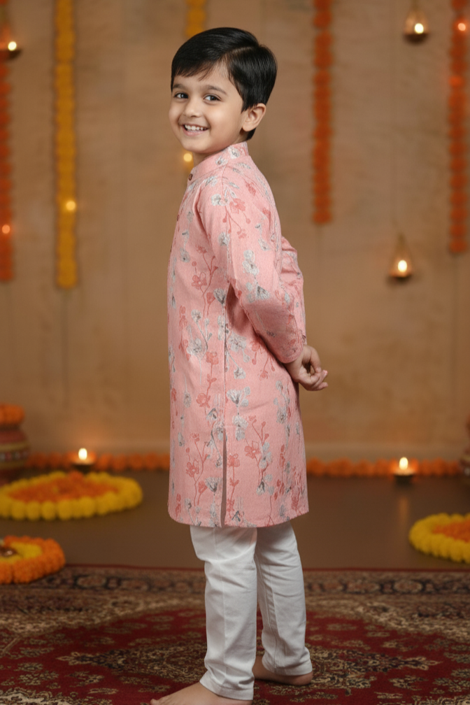 Pink Blossom Kurta Pajama Set