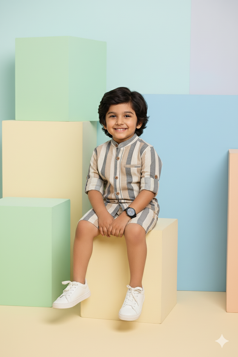 Classic Stripes Shirt & Shorts Set