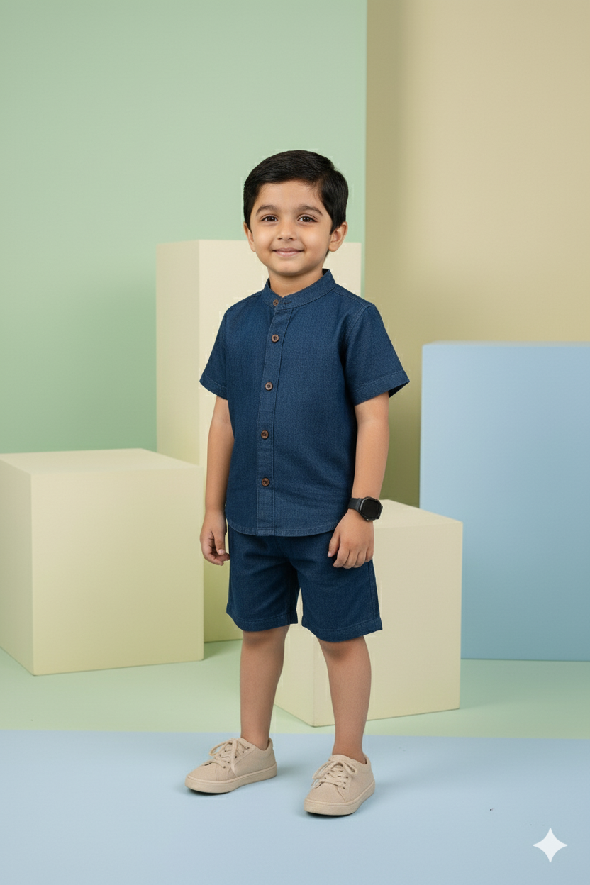 Denim Dapper Short Set