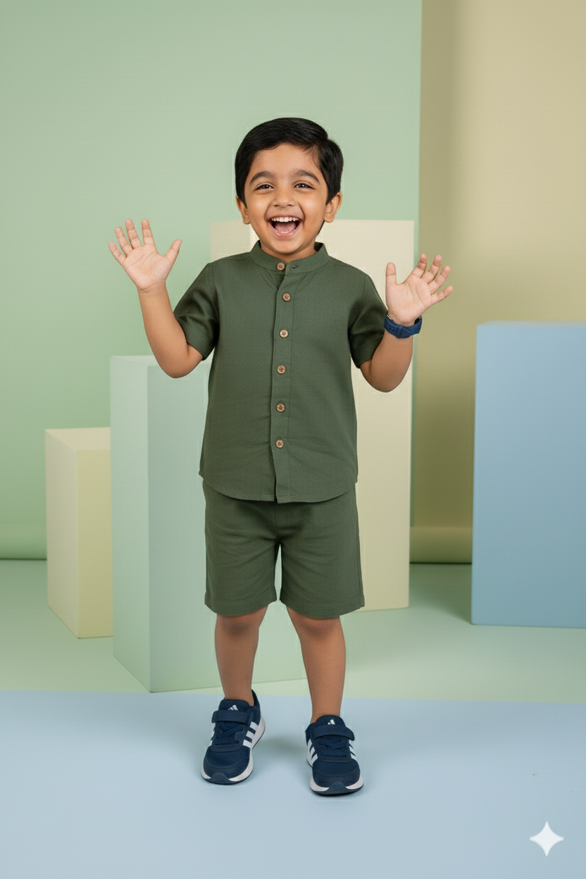 Olive Explorer 100% Cotton Short Set