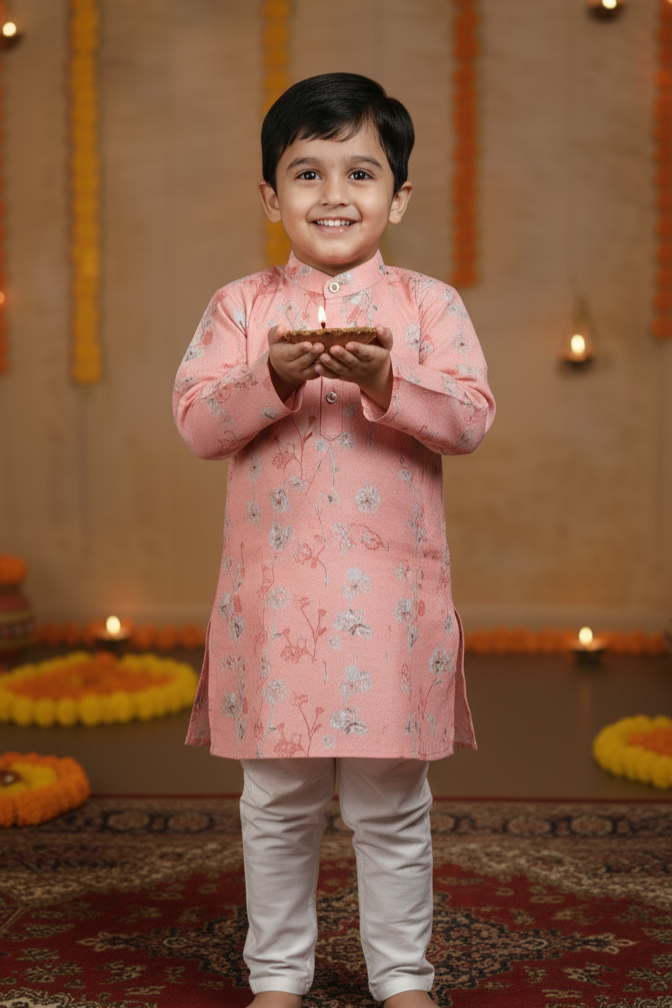 Pink Blossom Kurta Pajama Set