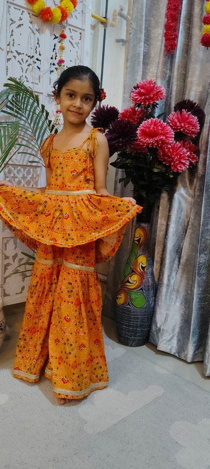 Mustard Yellow Bandhani Print Sharara Set
