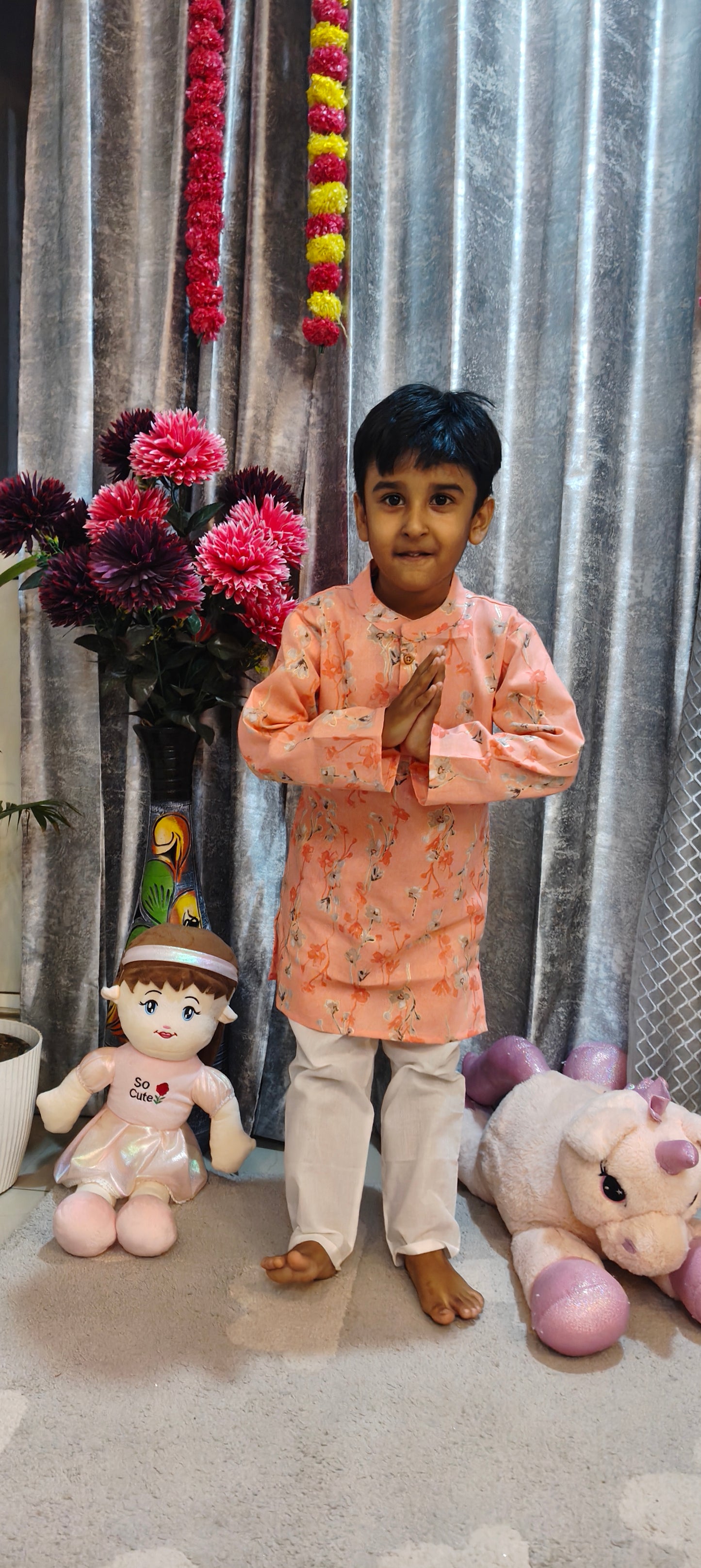 Peach Blossom Kurta Pajama Set