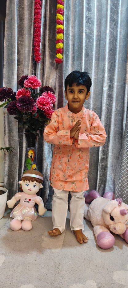 Peach Blossom Kurta Pajama Set
