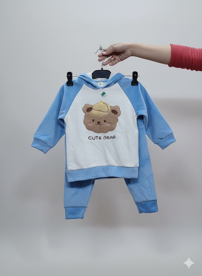 Blue Corduroy Hoodie & Pant Co-ord Set