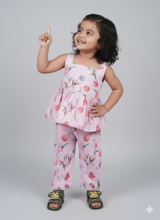 Pink Petals Cotton Co-ord Set