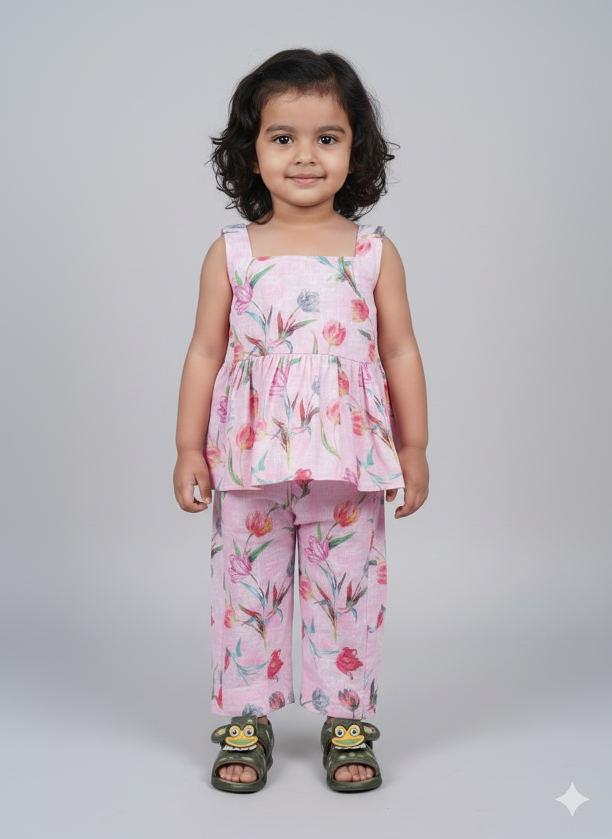 Pink Petals Cotton Co-ord Set