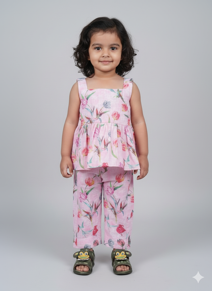 Pink Petals Cotton Co-ord Set
