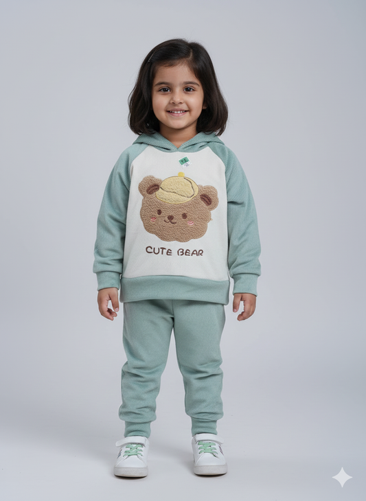 Unisex Sea Green Corduroy Hoodie & Pant Co-ord Set