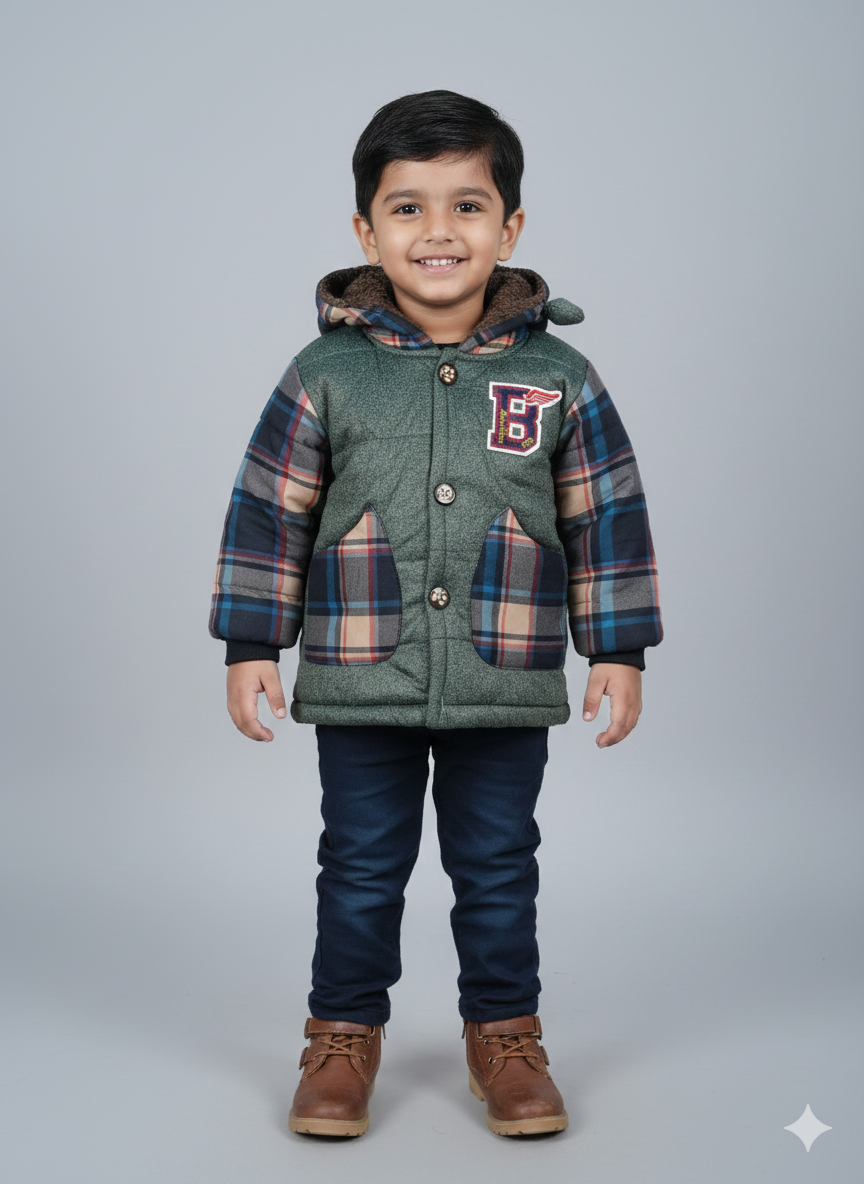 Unisex Plaid & Pine Quilted Hooded Jacket