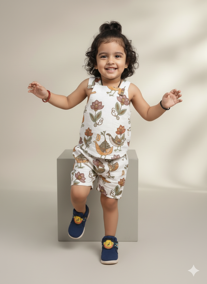 Jungle Chirp Cotton Lined Shorts Set