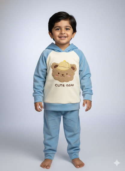 Blue Corduroy Hoodie & Pant Co-ord Set